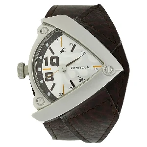 Fastrack NS3022SL01 Quartz Analog White Dial Leather Strap Watch