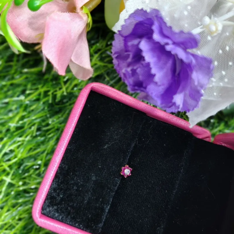 Traditional Gold SevenStone Mossanite  Nose Pin -7 Mm (With gift box)