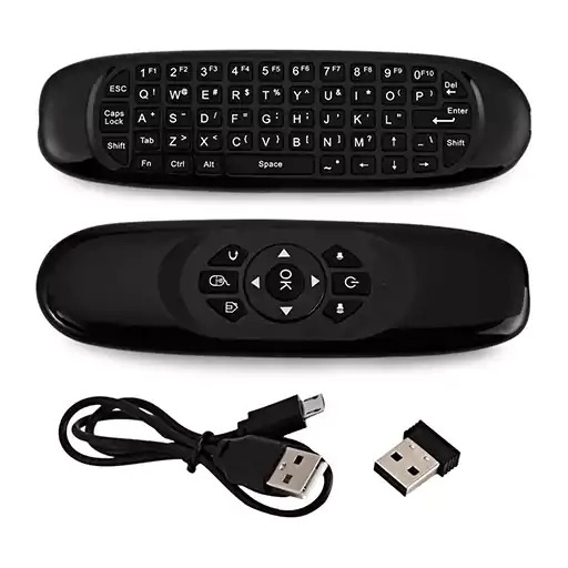Wireless Air Mouse with Dual-Sided QWERTY Keyboard & Gyroscope