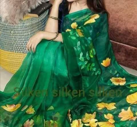 12 Haath Hand Painted Half Silk Saree for Women