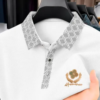 Men's Sticker Logo Polo Shirt, PK Cotton, Chest 38 to 44 Inch