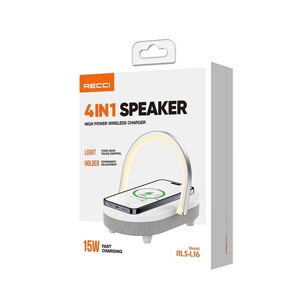 Recci RLS-L16 4-IN-1 Speaker, Wireless Charger, Night Light, Phone Holder