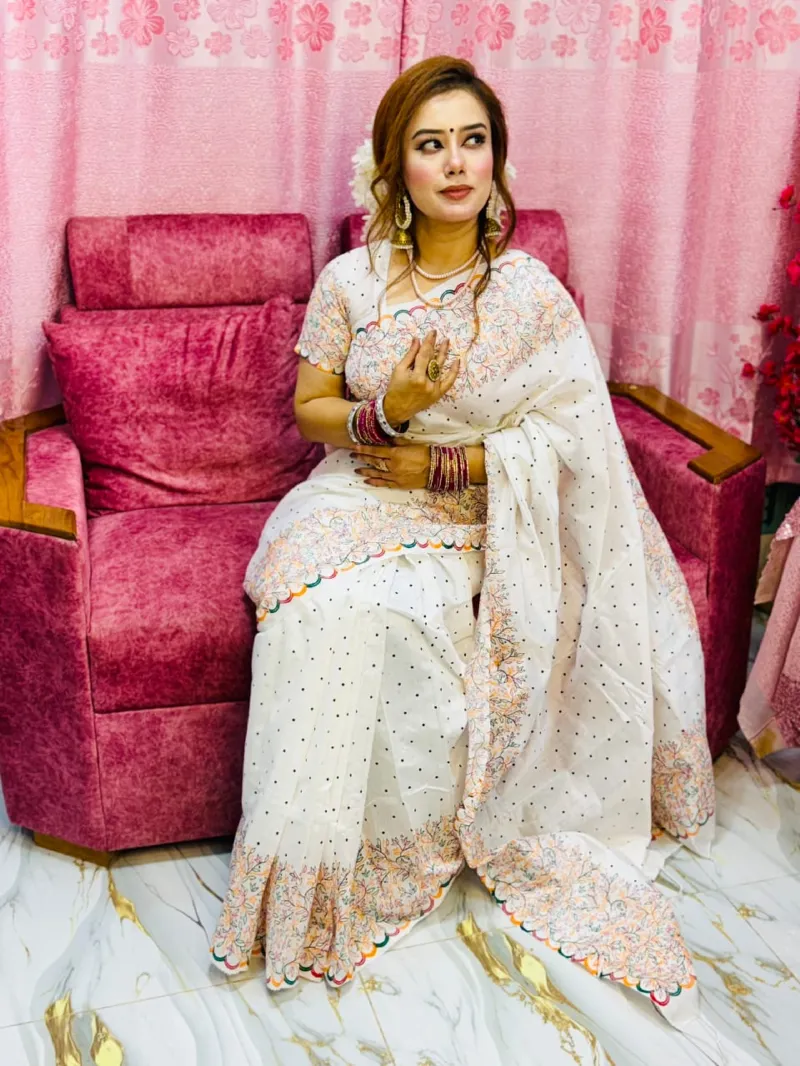 Women's Dhupian Silk Saree with 1 Yard Blouse Piece