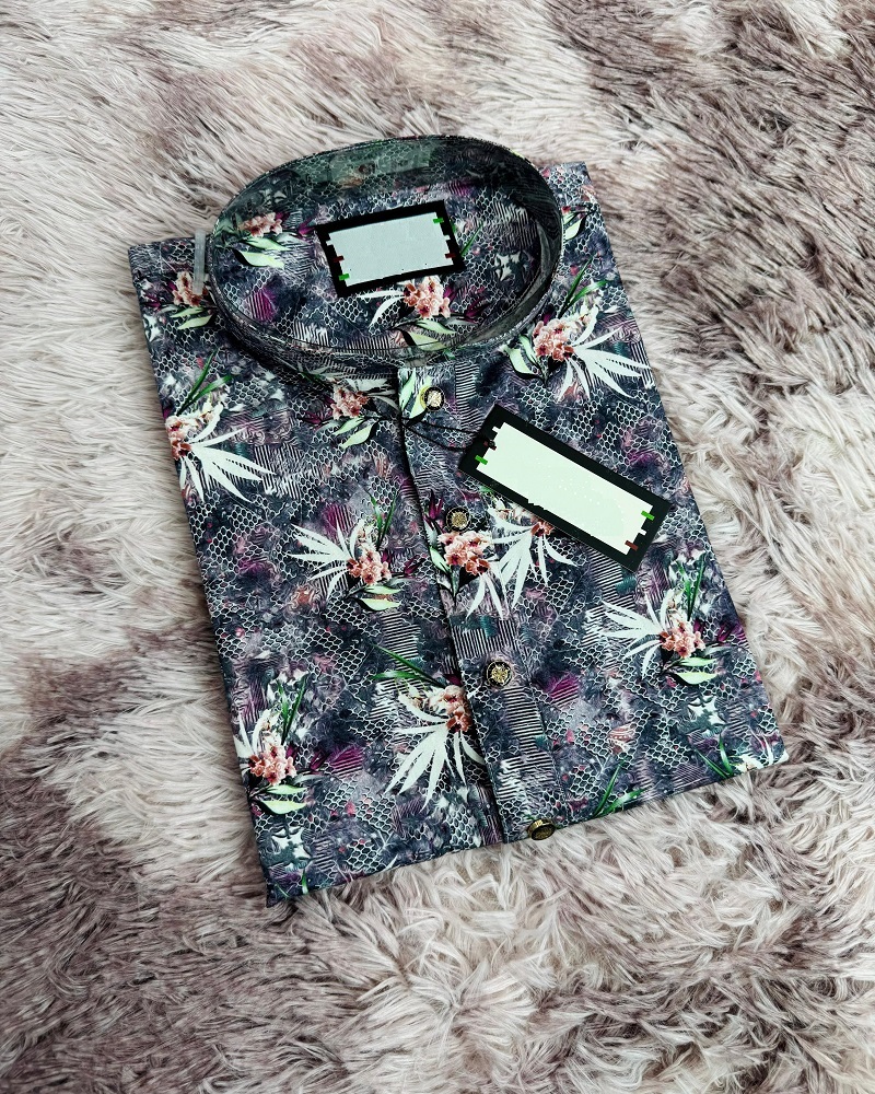 Men's Cotton Digital Print Panjabi, Sizes M to XL, 4 Colours