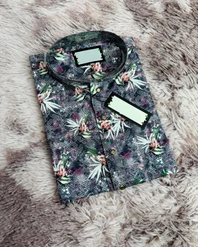 Men's Cotton Digital Print Panjabi, Sizes M to XL, 4 Colours