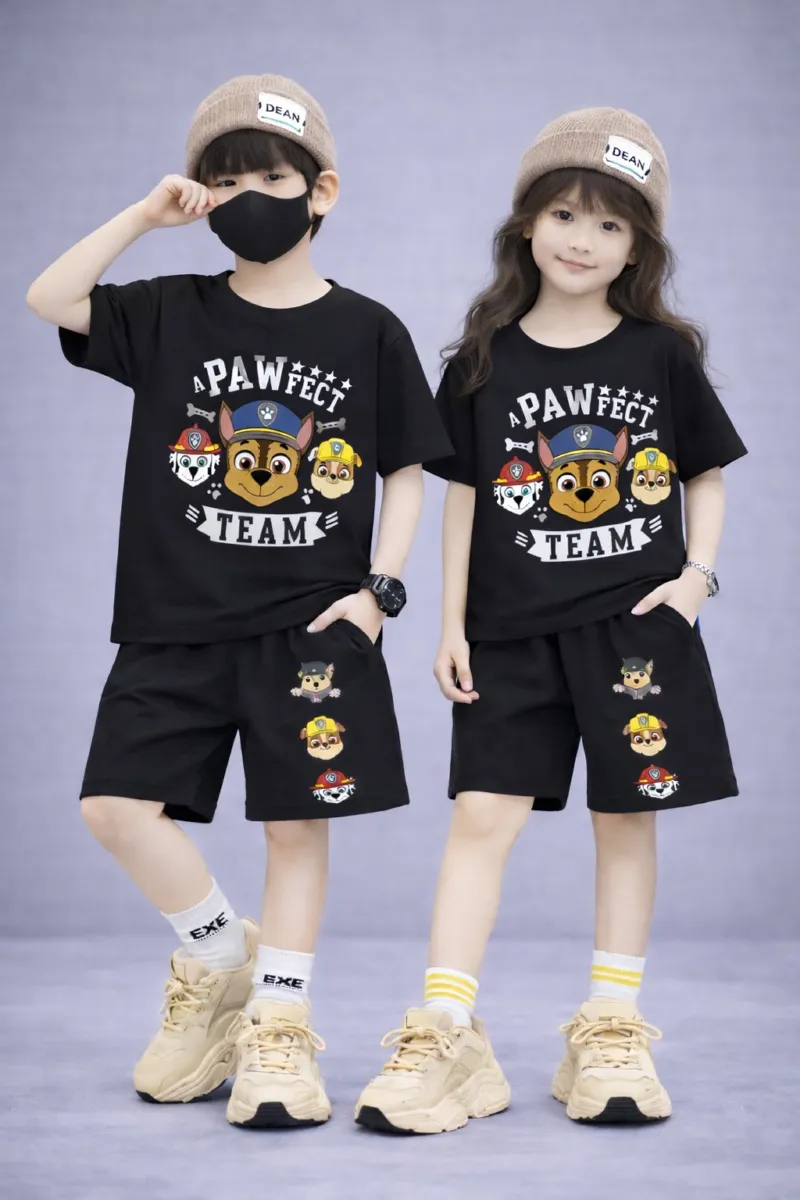 Kids' 200 GSM Drop Shoulder Tee and Pant Set, Sizes 2-3Y and 4-5Y