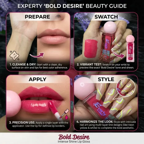Everly Beauties Glow Lock Intense Shine Lip Gloss - Bold Desire (China)