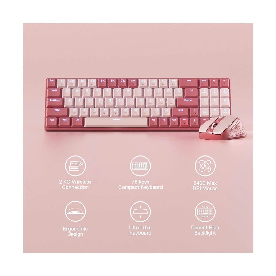 Redragon BS8772 RP Wireless Mechanical Keyboard & Mouse Combo Bean Red