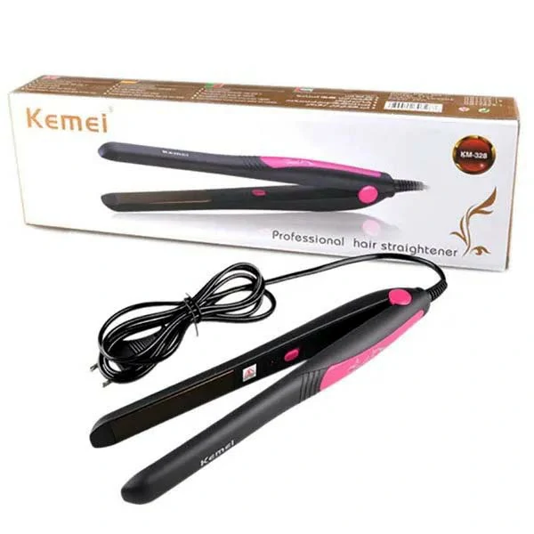 Kemei Km-328 Hair Straightener - Black and Pink