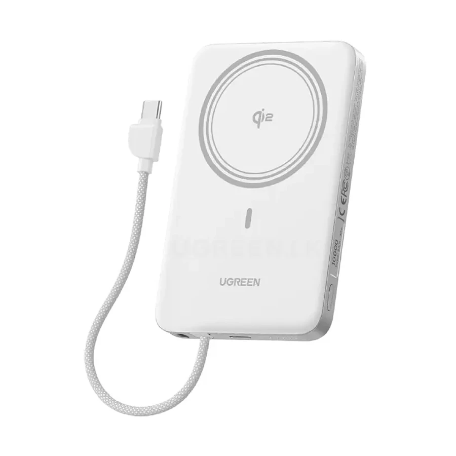 UGREEN PB570 10000mAh 30W Qi2 Magnetic Power Bank, Lunar White