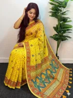 Pure Cotton Block and Screen Print Saree with Blouse Piece