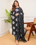 Soft Cotton Chunri Print Three Piece with Tassels, M and L