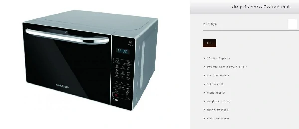 Sharp R-72EO (S) Microwave Oven with Grill Function.