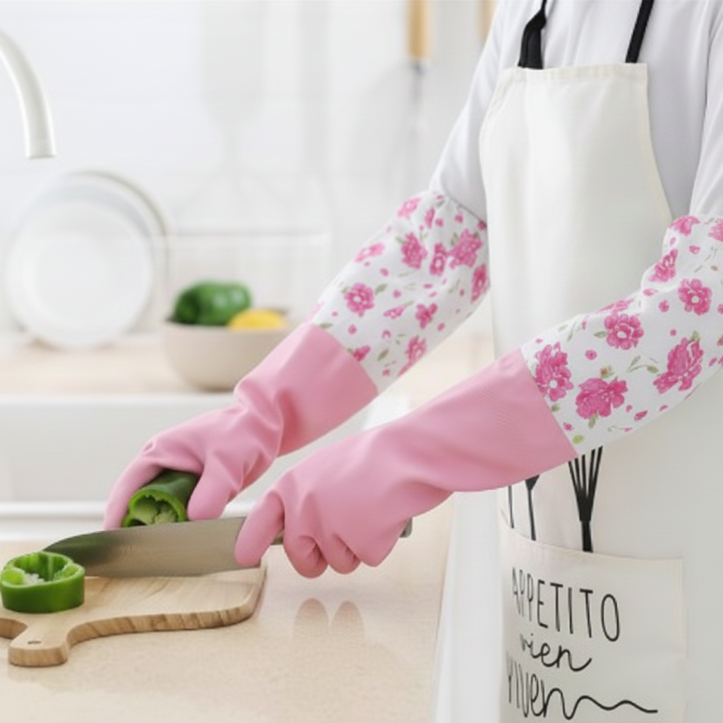 Rubber Cleaning & Kitchen Dishwashing Gloves – Durable, Waterproof & Heat-Resistant Multipurpose Gloves with Non-Slip Grip for Household Cleaning (Multi-Colors)