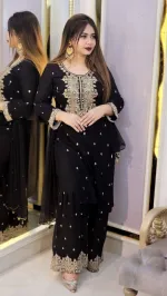 Women's AC Cotton Gharara Three Piece with Sequin Embroidery