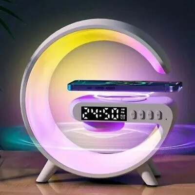 Smart G-Shape Table Lamp G63 with Wireless Charger, Bluetooth Speaker & Alarm Clock