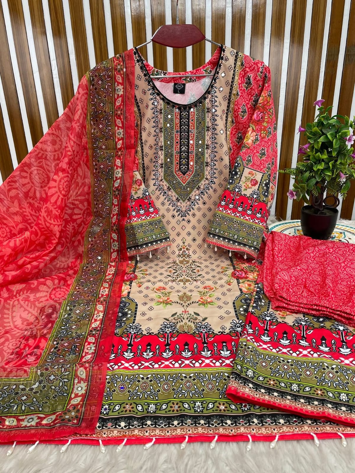 Readymade Micro Stitch Digital Print Kameez, Pant and Orna