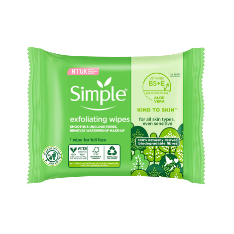 Simple Kind to Skin Exfoliating Wipes 20pcs (UK)