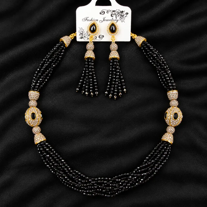 Premium Turkish Crystal & Antique Ball Necklace Set