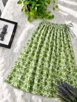 Women's Linen Skirt, Free Size Waist 28 to 44, 39 Inch Long