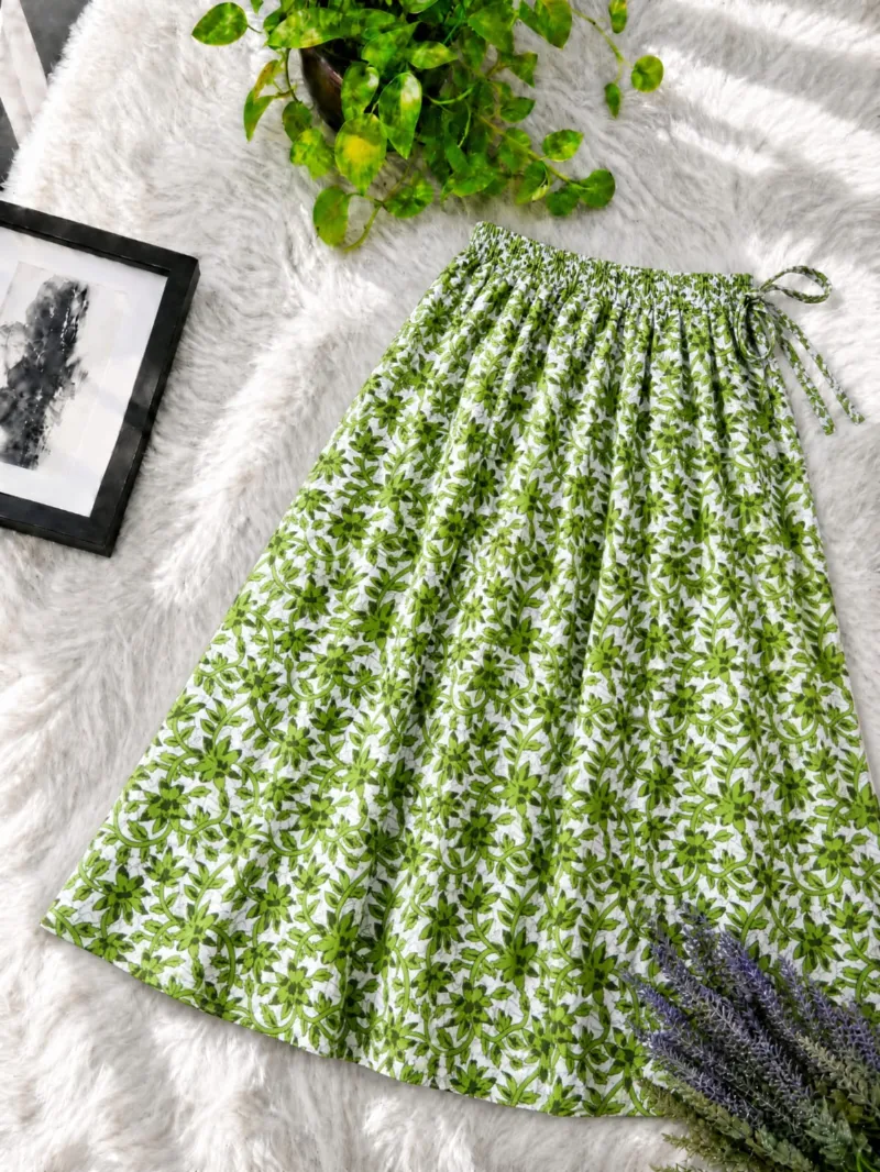 Women's Linen Skirt, Free Size Waist 28 to 44, 39 Inch Long