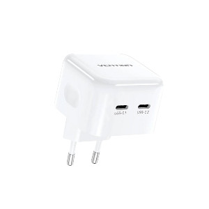 Vention FBPW0-EU 2-Port USB-C 35W GaN Charger – White
