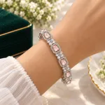 Pastel Pink American Diamond-Cut Kada Bangle Set (2 Pieces)