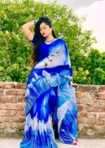 Chanderi Silk Saree with Star Flower Digital Print, 3 Colours