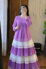 Ladies' Cherry Georgette Tops and Skirt Set with Lined Skirt