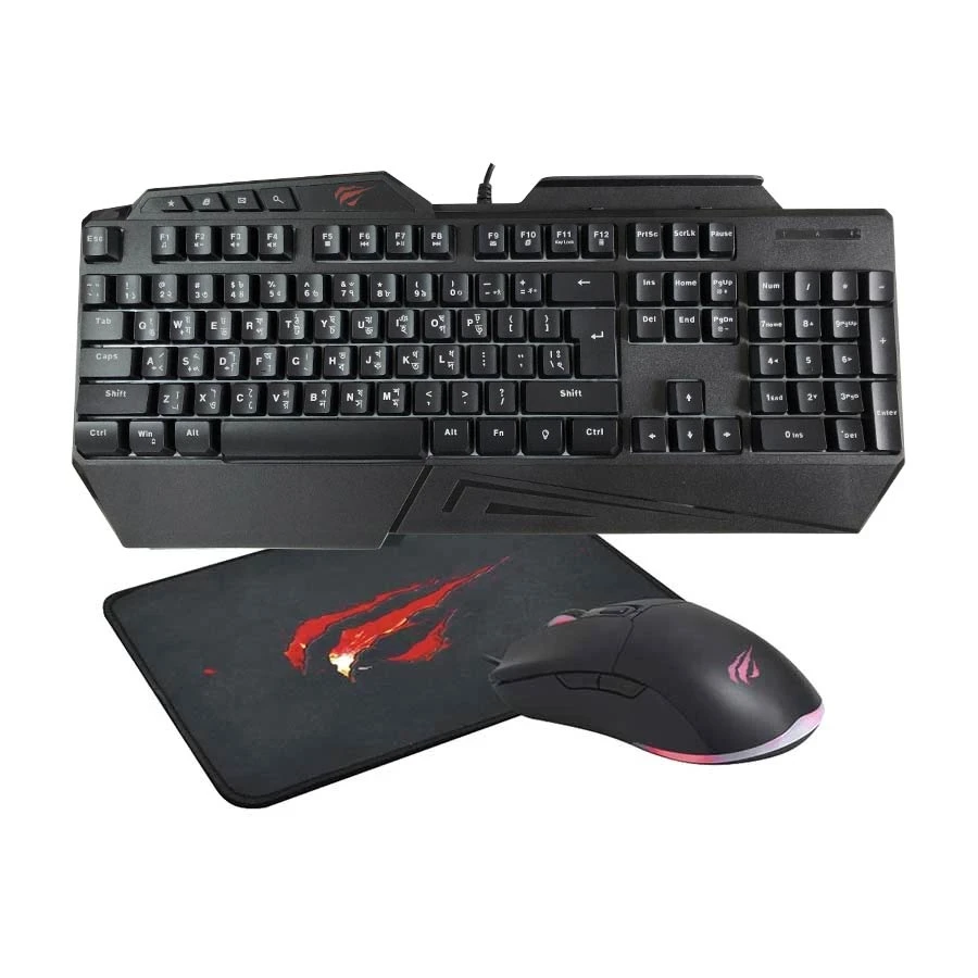 Havit KB889CM Rainbow Gaming Keyboard, Mouse & Pad Combo with Bangla