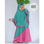 Girls' Borka and Hijab Set in Cherry Fabric, 4 Colours