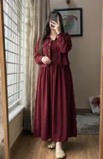 Women's Georgette Smocking Gown with Shirt, 4 Colours