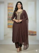 AC Cotton Karchupi Three Piece with Butter Silk Pant, Free Size