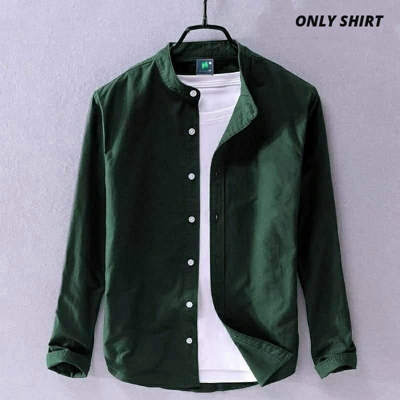 Men's Oxford Cotton Band Collar Shirt, 150+ GSM, 6 Colours