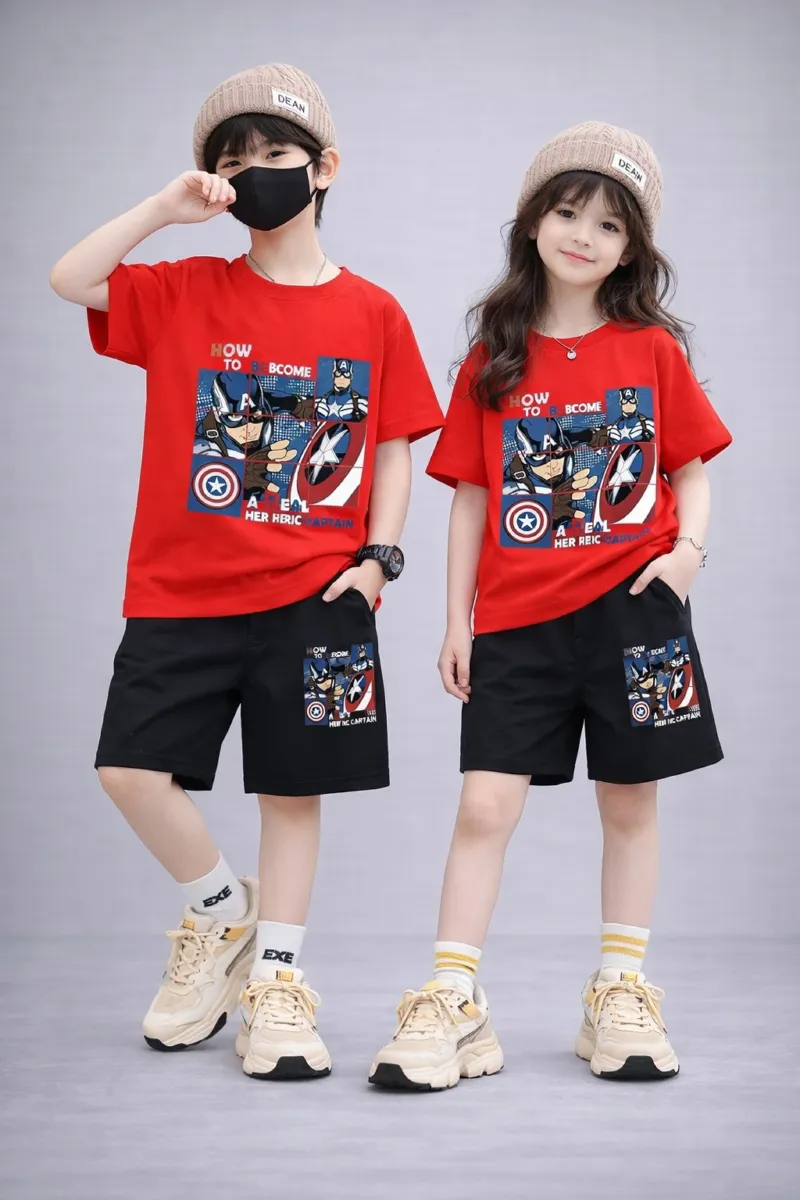 Kids' Drop Shoulder Printed T-Shirt and Pant Set, 2 to 5 Years
