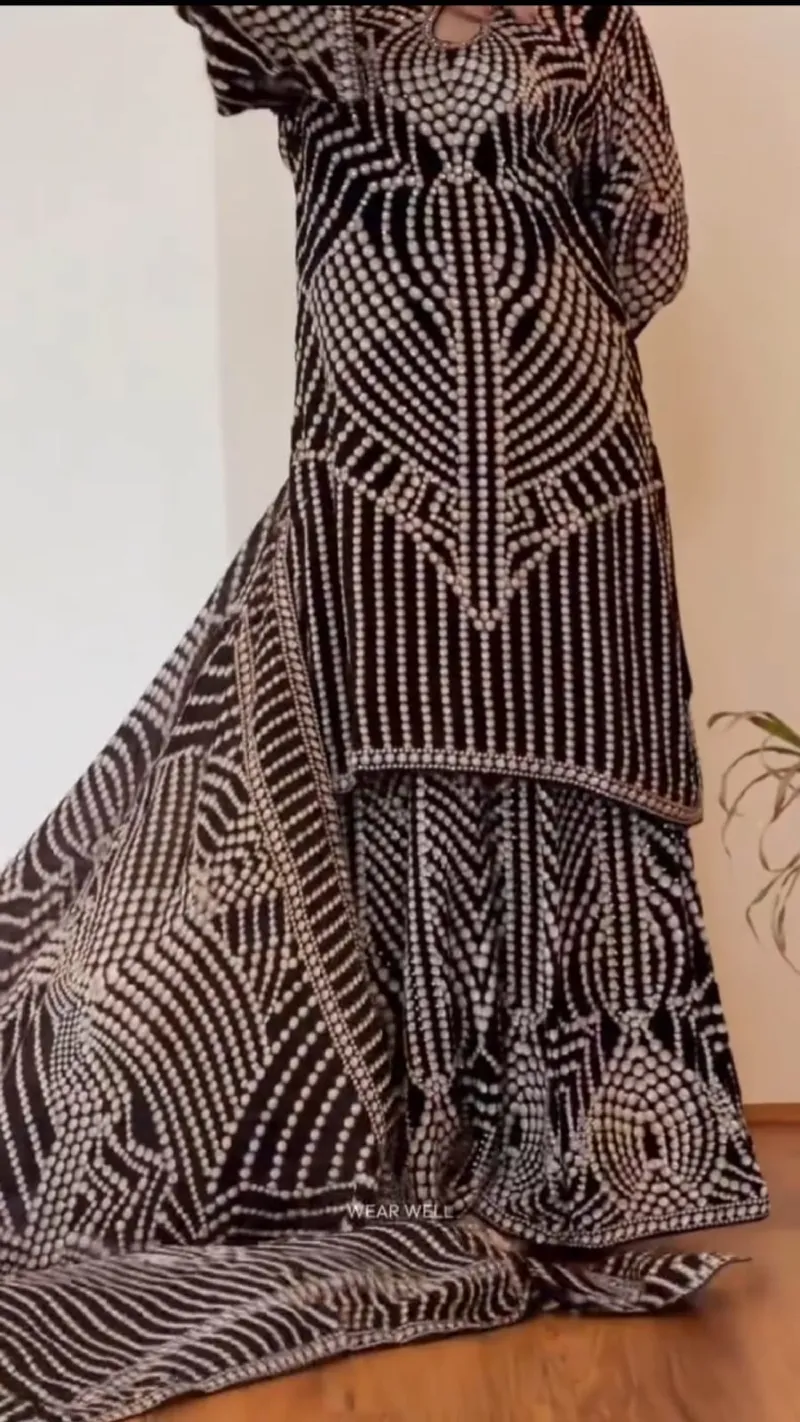 Women's Eid Silk Three Piece with Printed Orna, S to XXL, 3 Colours