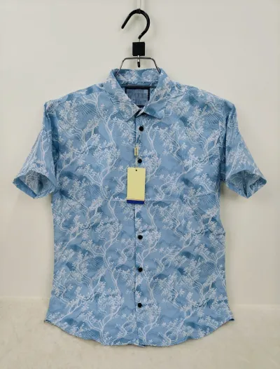 Men's Half Sleeve Print Shirt in Pure Cotton, Slim Fit, 6 Colours