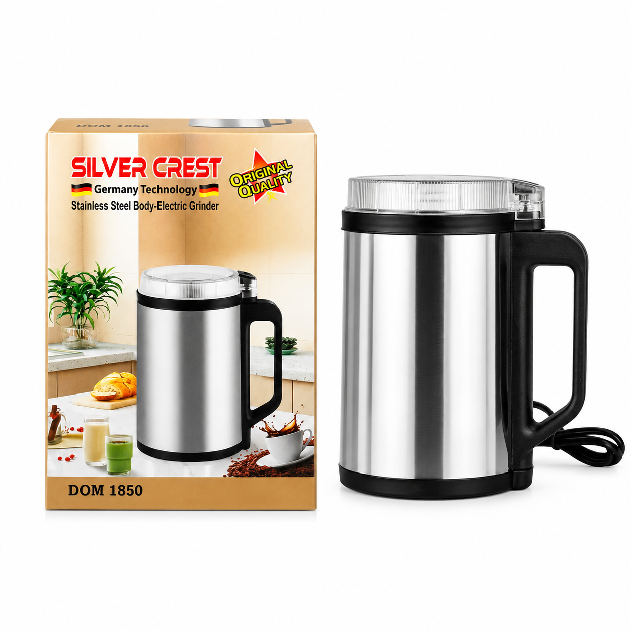 Silver Crest RAK-001 Electric Grinder – 1200W-1500W Heavy-Duty Stainless Steel Multi-Purpose Spice, Coffee Bean & Dry Grain Grinder