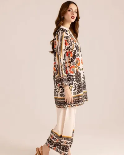 Dola Silk Digital Print Two Piece for Women, Sizes XL and XXL