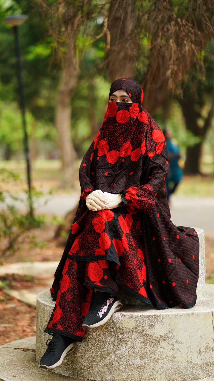 Soft Cotton Khimar Set with Niqab and Palazzo, 2 Colours