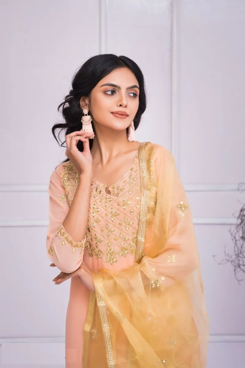 Semi-Stitched Weightless Georgette Three Piece, Up to 54, 6 Colours