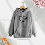 Premium Comfortable (Gray -Love Butterflies) Ladies winter hoodie
