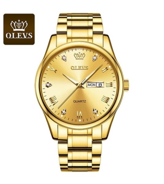 Olevs Luxury Men’s Quartz Watch (Golden )