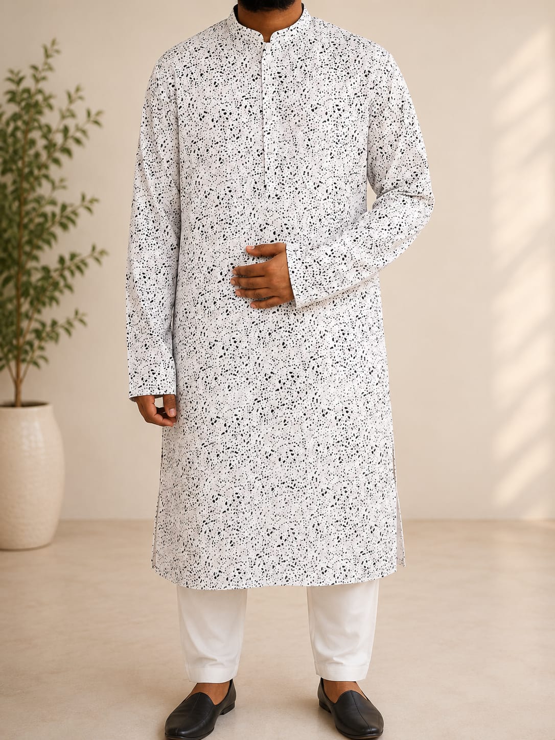 Men's Pure Cotton Printed Panjabi, Sizes 38 to 44