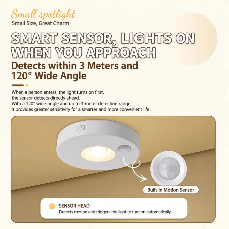 Rechargeable Cabinet Closet Sensor Spot Light 3 Piece Set