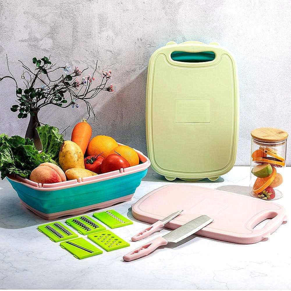 9-in-1 Foldable Silicon Chopping Board set