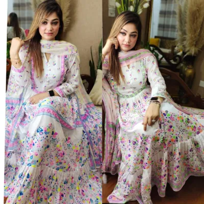 AC Cotton Three Piece with 48+ Inch Kameez, 5 Colours