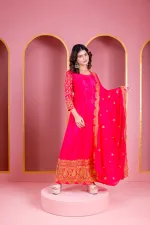 Georgette Embroidered Lehenga Set, 18 Inch Blouse, 44 Inch Gown