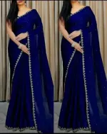 Embroidered Georgette Party Saree with Stone Work and Blouse