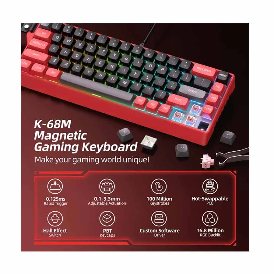 Micropack K-68M RGB Wired Red Gaming Keyboard